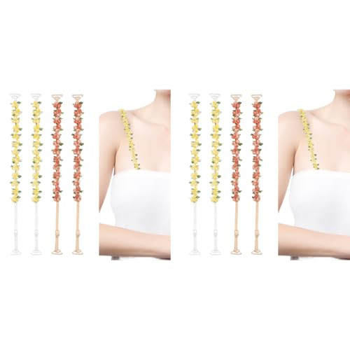 SANNIDHI® Bra Straps for Women Fancy Embroidered Floral Strap 2 Pairs 1.8cm Width Adjustable Replacement for Off Shoulder Tops Dress Evening 2 PCS