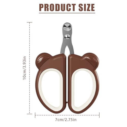 Qpets® Cat Nail Cutter for Persian Cat Cute Clipper Bear Design Nail Cutter for Stainless Steel Brown Trimmer PP Handle Pet Small Pets X3