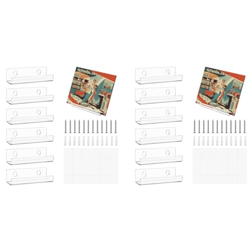 HASTHIP® 6 Pack Clear Vinyl Record Shelf Wall Mount Acrylic Album Holder Display Invisible Storage Hanger CD Floating for Home Office 4 inch 2 PCS