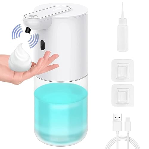 HANNEA® Auto Soap Dispenser for Bathroom, Automatic Soap Foamer Dispenser No-Touch Rechargeable Wall Soap Foam Dispenser 400ml Hand Wash Handwash for Kitchen Bathroom Office Public Area