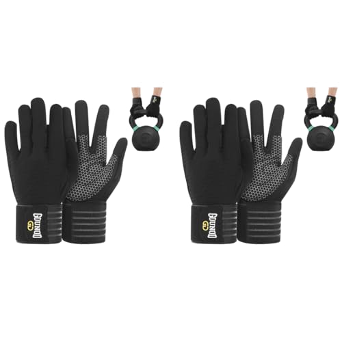 Proberos® Full Finger Workout Gloves with Wrist Support Gym for Men and Women Professional Weightlifting Fitness Training M 2PCS