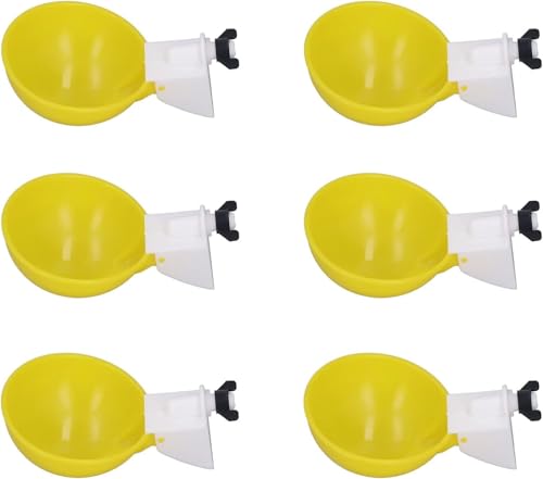Qpets® Chicken Water Cups Auto Water Dispensers 3.35 inch Dia Poultry Drinking Bowl Leakingproof Auto Refill Poultry Water Cups for Duck, Chicken, Goose, Pigeon, Quail, Pack of 6