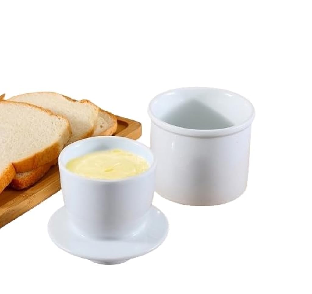 HASTHIP® Butter Crock with Ceramic Lid for Spreading Butter, Mother's Day Dish Gift, Kitchen and Furniture Decoration (White)