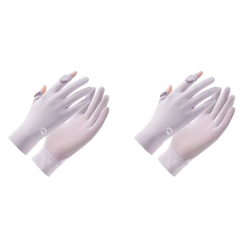 SANNIDHI® Hand Gloves Sun Protection Women Bike UPF 50+ UV Ice Cool Driving Breathable Mesh Summer Golfing Sports Purple 2PCS