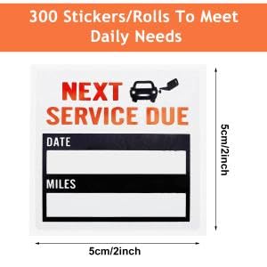 STHIRA Car Service Due Stickers for Maintenance Tracking with Writable Fields 300 pcs 2x2 in Black Vinyl | Adhesive Reminder Labels