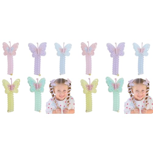 PALAY® Telephone Wire Hair Band for Kids Elastic Spiral Ties Cute Cartoon Braids Ponytail Holder Maker Accessories Girls Children Gifts Multi Butterfly 2 PCS