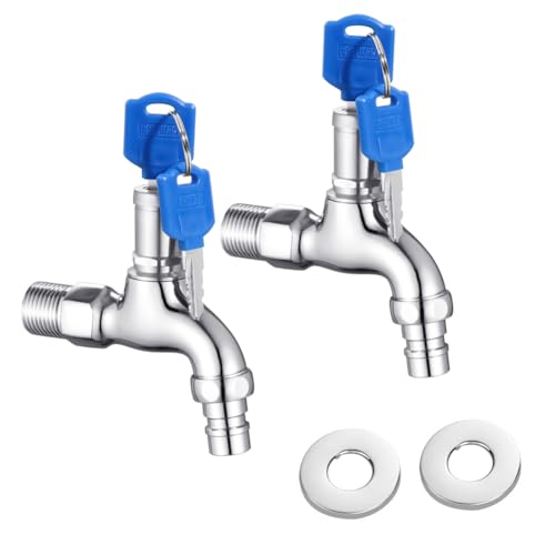 HASTHIP® 2PCS Outdoor Faucet Lock System, Stainless Steel 1/2
