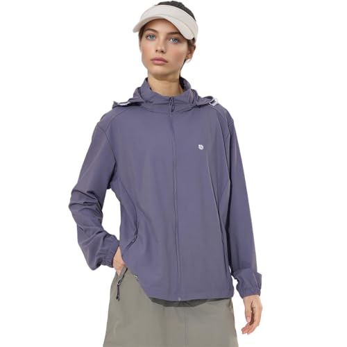 Venzina® UPF 150+ Sun Jacket for Women, Stylish UV Sun Protection Jacket, Cool Feel Quick Dry Sun Hoodie, Fashion Modern Fit with Removable Hat & Zip Pocket, Lavender, L
