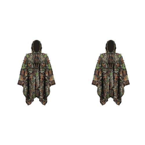 Proberos® Ghillie Suit Camouflage Accessories 3D Leaf Woodland Poncho Hunting Clothing for Bird Watching Military Training Outdoor Photography 2 PCS