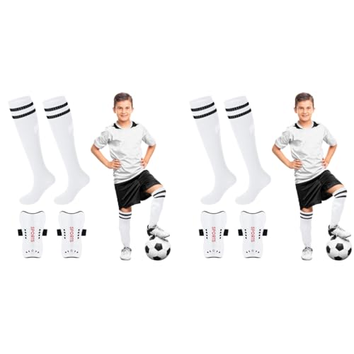 Proberos® Football Sport Compression Sock Shin Guards Set 14 Inches Knee High Socks for Kids 8-18 Old Sweat Absorption Elastic Long Soccer Basketball 2PCS