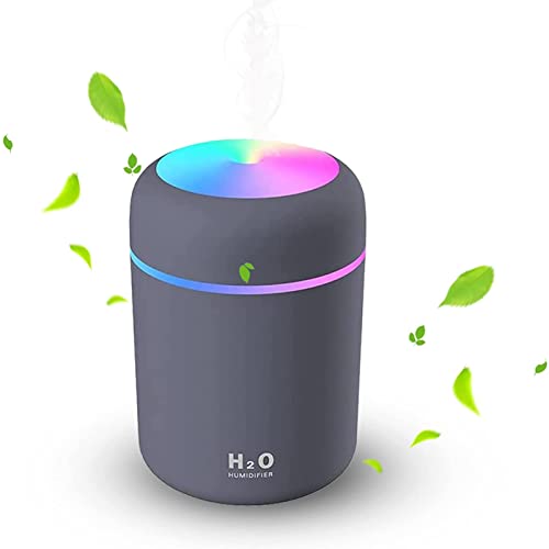 Supvox® 300mL Mini Silent Humidifier for Household Car Humidifier Desktop Humidifier with Atmosphere Light Car Office Room Bedroom Auto Shut-Off, 2 Spray Modes (Black)