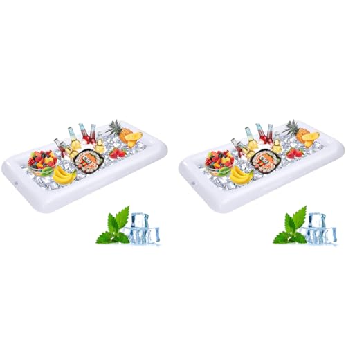 Proberos® Inflatable Ice Pool for Party Liquor Serving Buffet Bar with Drain Plug BBQ Picnic Supplies Salad Food Drinks Tray 53x25.6 inches 2PCS