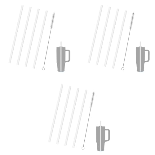 HASTHIP® 4 Pack Reusable Food PE Straw Set Replacement for 40 oz Simple Modern Tumbler with Handle Cleaning Brush Cup Accessories Frosted White 3 PCS