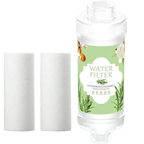 Serplex® Scented Water Filter Cartridge for Shower System, with 3 Cotton Filtration Refills, Universal External Water Filtration Cartridge for Shower Room, Toilet, with Faucet Adapter