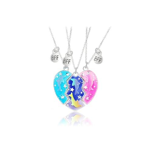 ZIBUYU® Friendship Necklace Best Friend Necklace for 3 Girls
