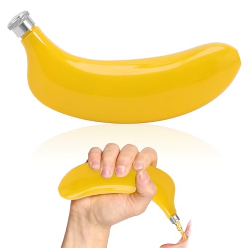 Supvox® 5Oz Banana Shaped Stainless Steel Liquor Flask Fun Hip Flask Leak Proof Portable Travel Alcohol Container Unique Gifting Table Decor for Housewarming