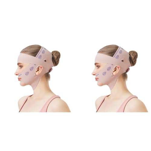 MAYCREATE® V Line Face Lifting Mask, Double Chin Reducer Jaw Line Shaper, Face Toning Belts, Lifting and Firming Compression Strap for Sleeping Anti-wrinkle Skin Tightening Belt for Slim Lift 2 PCS