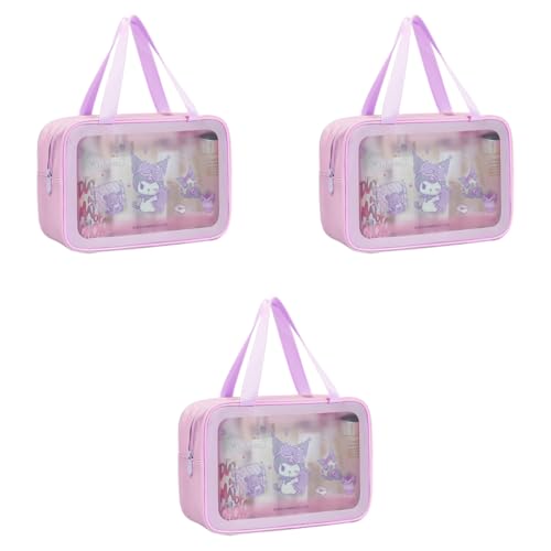 MAYCREATE® Toiletry Bag for Women Kuromi Makeup Pouch Cosmetic Bags Cute Cartoon Travel Organizer Waterproof PVC Travelling 3 PCS
