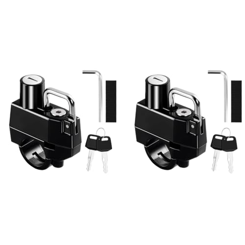 STHIRA® Helmet Lock for Bike Handle Bar Aluminum Alloy Locker with 2 Keys Easy Install for Two Wheeler Rustproof Anti-Theft Safety for Bikes E-Bikes Scooters 2PCS