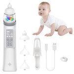 SNOWIE SOFT® USB Nasal Aspirator for Baby with Light & Music, 5 Levels & 3 Tips, Electric Baby Nose Suction, Baby Nose Sucker Baby Mucus Remover Toddlers Nose Cleaner Electric Nasal Sucker (White)
