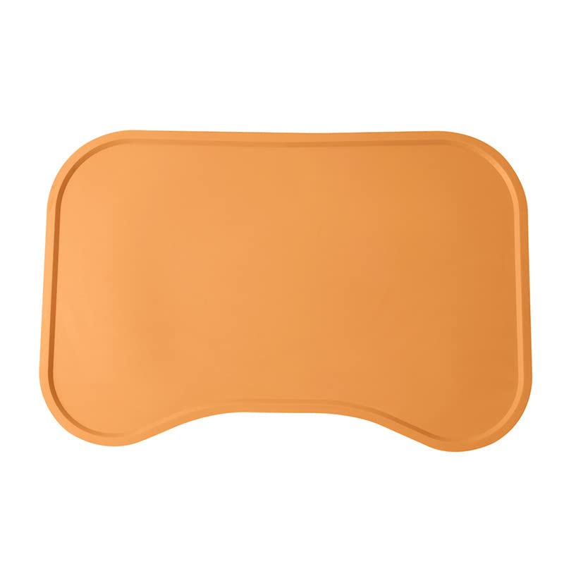 Qpets® Pet Feeding Mats, Cat Anti-slip Silicone Food Mat, Waterproof and Oil-proof Pet food Mat, Edge Curl Floor Food Tray, Strongly Adsorbed Ground Pet Placemat for Dogs Cats(45.5cm x 30cm, Orange)