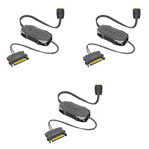 ZORBES® ARGB Controller 5V 3Pin RGB for PC Built-in Light Modes SATA Power Supply Stripe Remote Modification Fans Light Strips 3PCS