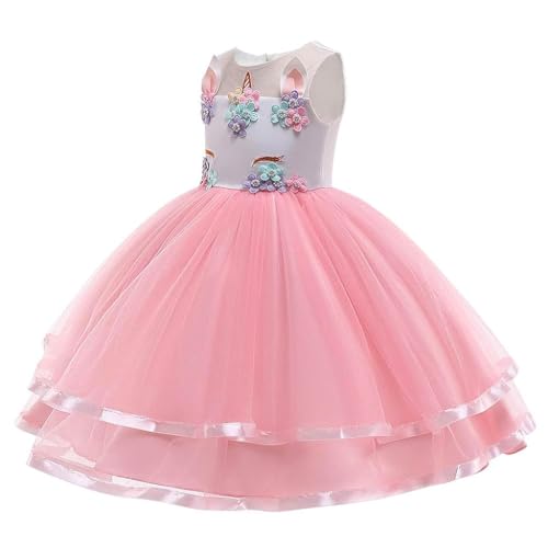 PATPAT® Unicorn Costume Princess Dress for Girls,4-6 Years Old, Pink Toddler Fancy Dress Up for Party School Activities Festivals - Size 120cm