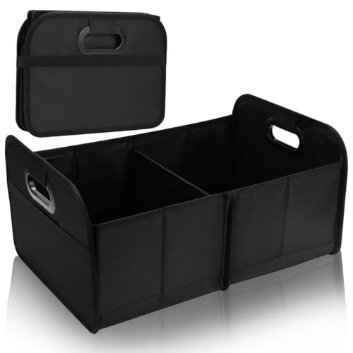 STHIRA® Foldable Car Trunk Organizer Box Tool Box Dual Compartment Car Organizer with Multi Pockets Portable Organizer Box with Handle Multipurpose Home Car Organizer Box, 47x33x23cm