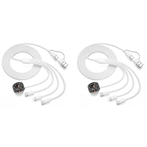 Verilux® 4 in 2 Multi Type C Cable Fast Charging 3.9FT 1.2M Watch Charger for Galaxy iWatch USB C to Micro USB Lightning Type iPhone 16 15 14 S25 S24 S23 2PCS