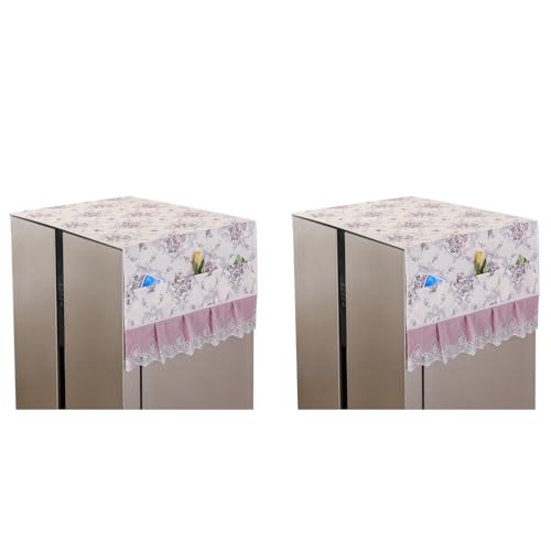 HASTHIP® 27.6 x 67 inches Universal Fit Double Door Fridge Cover Fashion Floral Print Refrigerator Dust Proof with Pockets 2PCS