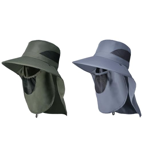 GUSTAVE® Sun Hat 2PC for Men & Women, Wide Brim Bucket Hats with 11