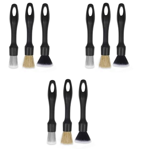 STHIRA® 9PCS Car Cleaning Brush Detailing Set with Box Duster Chain Soft Bristle for Interior Dashboard Wheel Window Keyboard Air Conditioner Gap