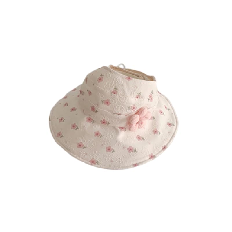 SNOWIE SOFT® Baby Sun Hat for Toddler Girls Aged 1-5 Years Old Wide Brim Sun Visor Hat Adjsutable Sun Cap Sweetly Stylish Floral Beach UV Protection Outdoor Travel Baby Pink