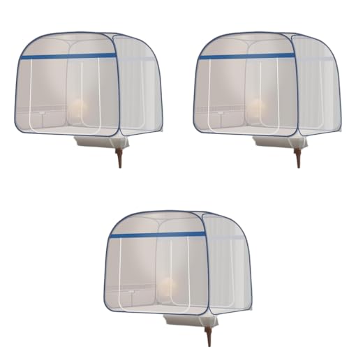 HASTHIP® Pop-Up Mosquito Net Tent for Double Size Bed Dual Zip Doors Mattress Straps Foldable Breathable Mesh Portable Canopy for Home Travel Classic White All-Round Protection