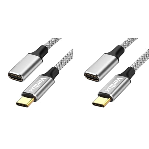 Verilux® USB C Extension Cable 9.8ft 3M Type Male to Female Support 100W PD Fast Charging 10Gbps Data Transfer 4K 60Hz HD Video Output Compatible with iPad Pro MacBook Pro 2PCS