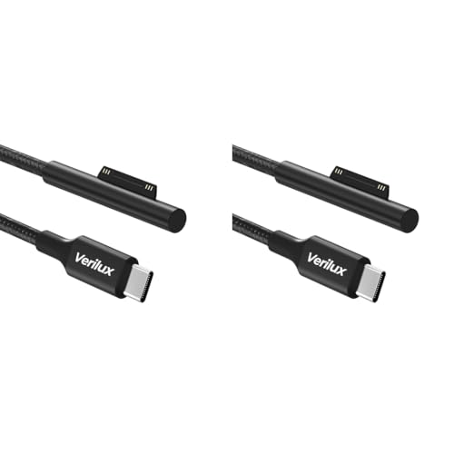 Verilux® TYPE C Charging Cable for Surface Laptop 5.9ft 45W 15V3A Power Supply for Pro7 Go2 Pro6 5 4 3 Laptop1 2 3 Only for PD Charger 2 PCS