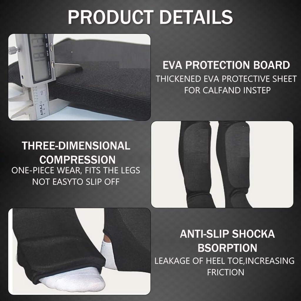 Proberos Elastic Shin Instep Guards with Insert Pads, Instep MMA Muay Thai Kick Boxing Taekwondo Protector Training, Shin Guards Adults Shin Instep And Instep Guards, Size L