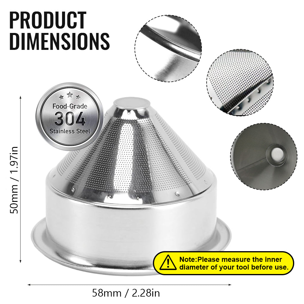 Supvox 58mm Portafilter Basket Coffee Filter Cone Shaped Stainless Steel Fine Mesh Espresso Portafilter Basket Coffee Filter Universal Compatible with 58mm Portafilter Basket