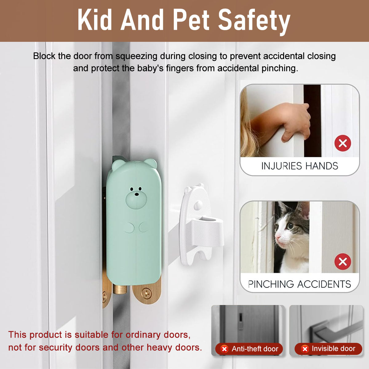 SNOWIE SOFT® 4Pcs Silicone Door Hinges Guards Baby Proofing Anti-pinch Guards Kids Safety Cartoon Door Stopper Removable Door Protector for Home Baby Safety Products for Home