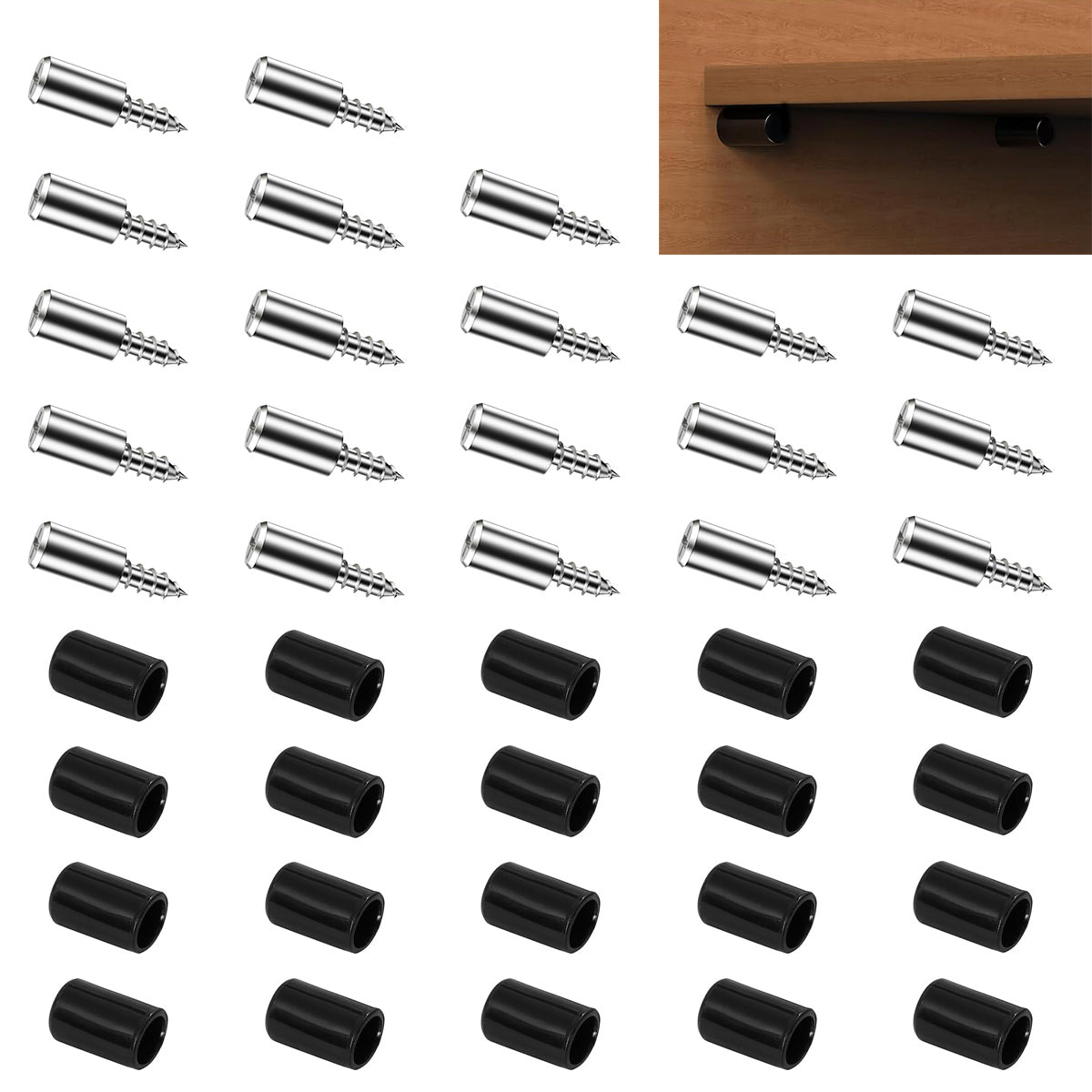 HASTHIP Shelf Support Pegs, Shelf Pins with Anti-Slip Silicone Sleeve, Pegs for Shelves for Kitchen Cabinet, Cupboard, Bookcase, Closet and Wooden Case (Black)