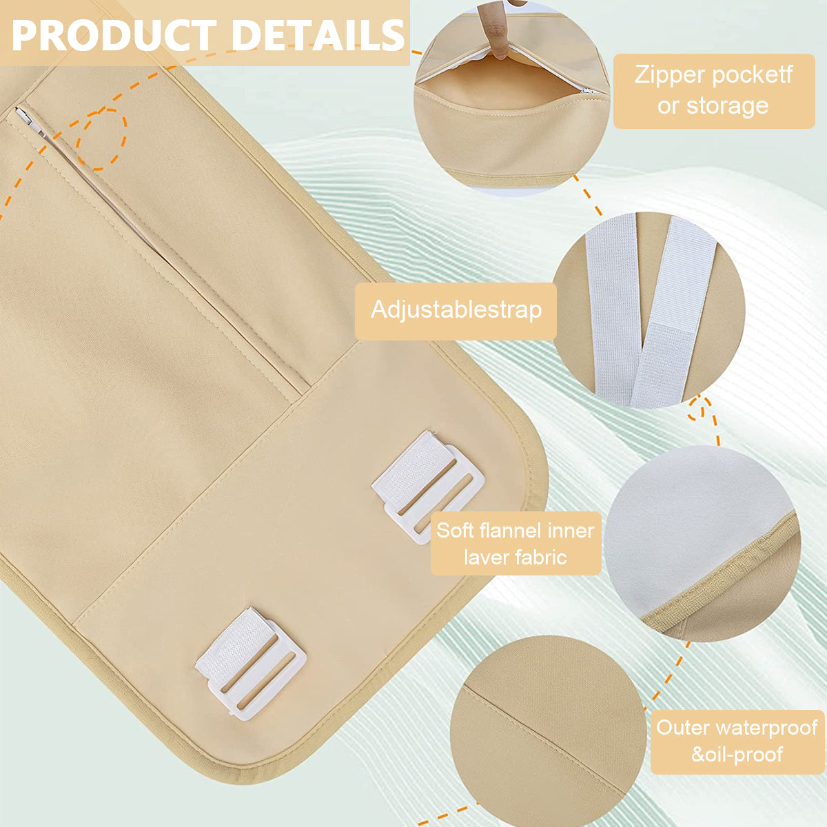 HANNEA Castor Oil Pack, Reusable Organic Castor Oil Packs Wrap for Liver Detox and Fibroids, Castor Oil Pack Compress with Adjustable Strap, Khaki+Pink
