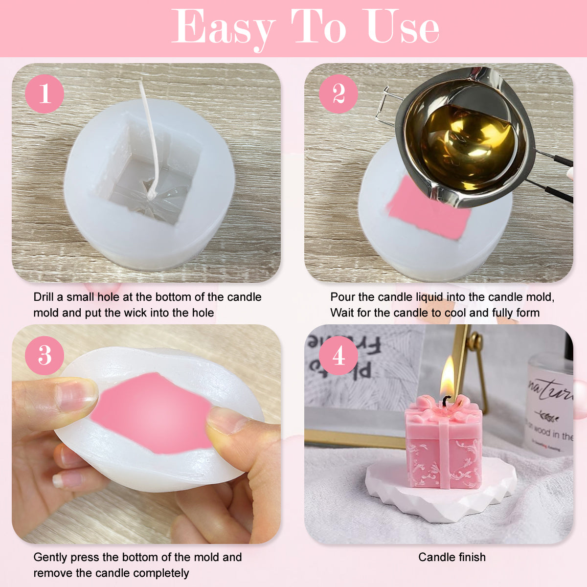 ZIBUYU Silicone Mold for Making Candle Resin Pillar Aromatherapy Candles Wax Soap Flower Specimen Clay Craft