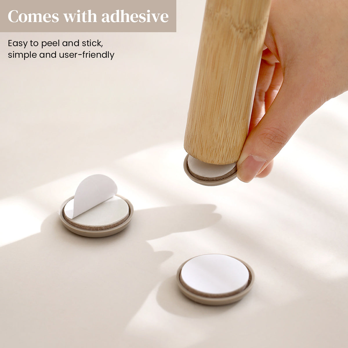 HASTHIP 24 PCS Self-Stick Furniture Sliders, 1 Inch Furniture Glides for Carpet, Furniture Moving Pads for Furniture-Adhesive Carpet Sliders, Durable Felt Glides for Tables, Drawers, Desks