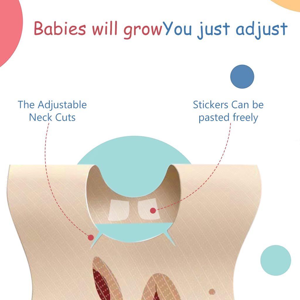 SNOWIE SOFT Disposable Baby Bibs Pack Of 20 - Skin-Friendly Non-Woven Fabric With Leak-Proof Layer, Adhesive Closure, Catcher Pocket, Ideal For Travel & Home Use, Cute Cartoon Print Design