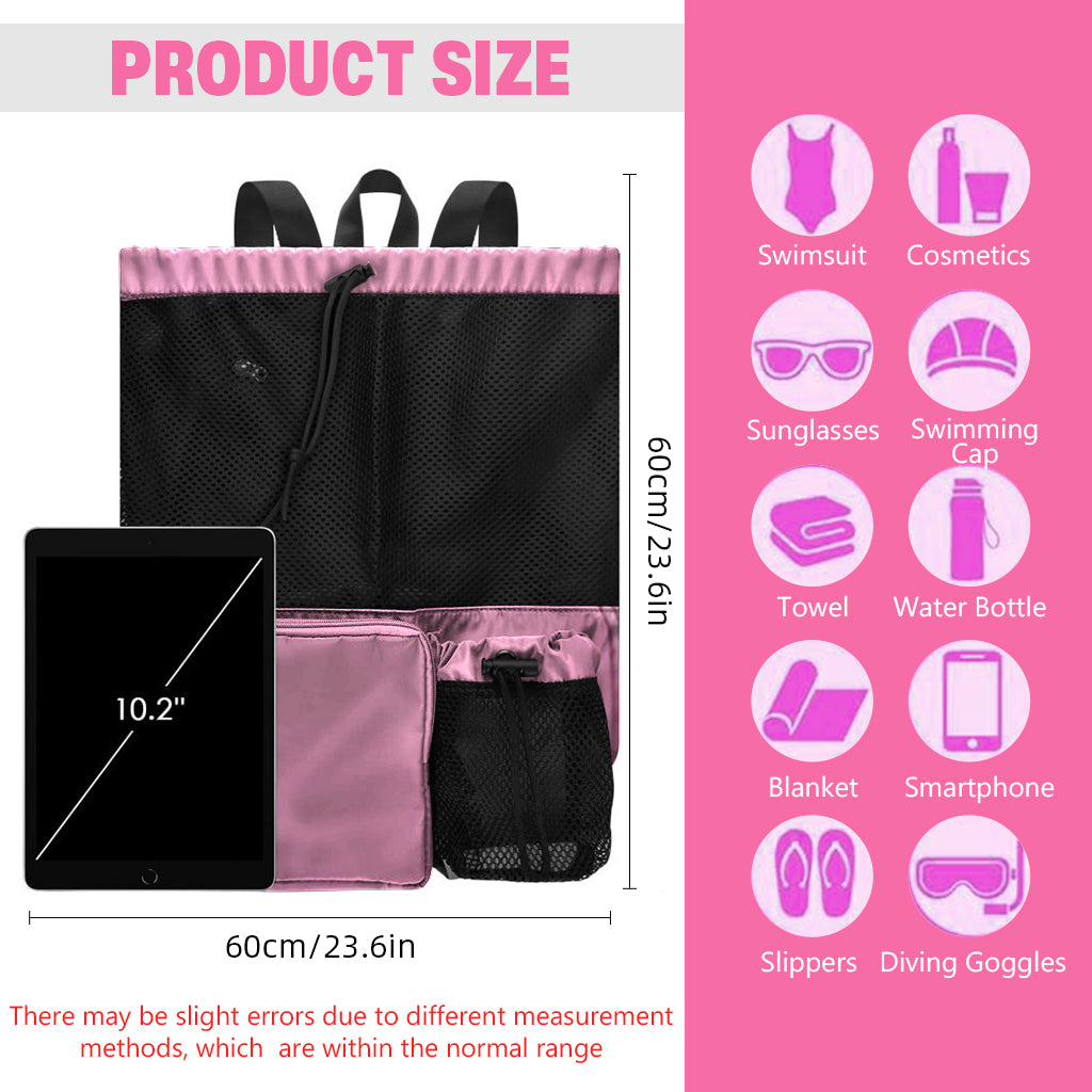 Proberos Drawstring Swimming Bag, 30L Quick Dry Mesh Beach Bag Drawstring Backpack Swimming Gear Bag Lightweight Drawstring Bag Multifunctional Outdoor Bag for Riding, Hiking, Swimming, Camping
