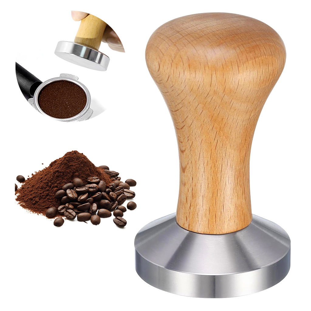 Supvox 51mm Espresso Tamper Heavy Duty Stainless Steel Barista Coffee Tamper Elegant Solid Wooden Handle Espresso Tamper Espresso Tamper Coffee Press Tool