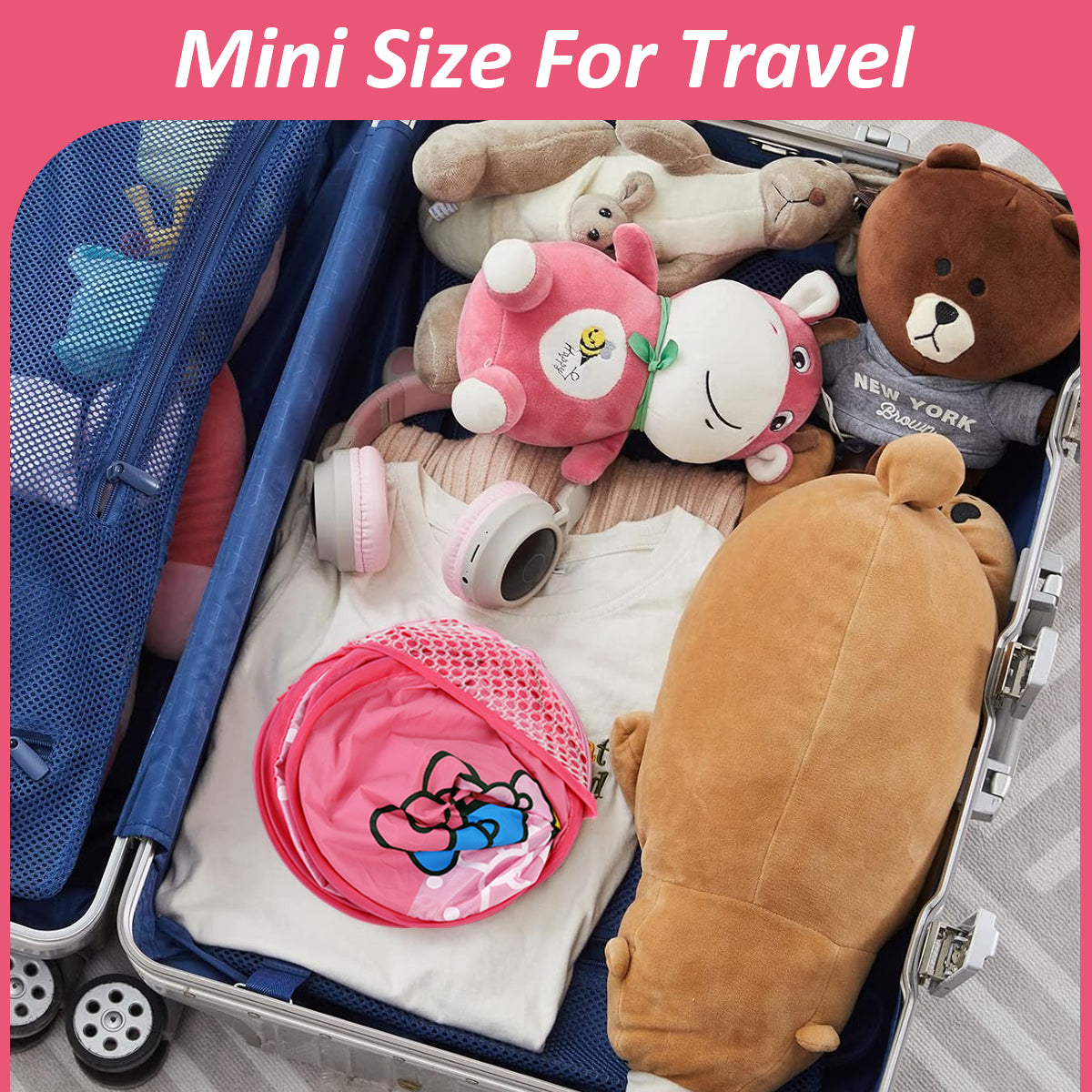 HASTHIP Cartoon Handy Laundry Collapsible Mesh Pop Up Hamper with Wide Opening and Side Pocket Breathable, Sturdy, Foldable, and Space-Saving Design for Clothes and Storage