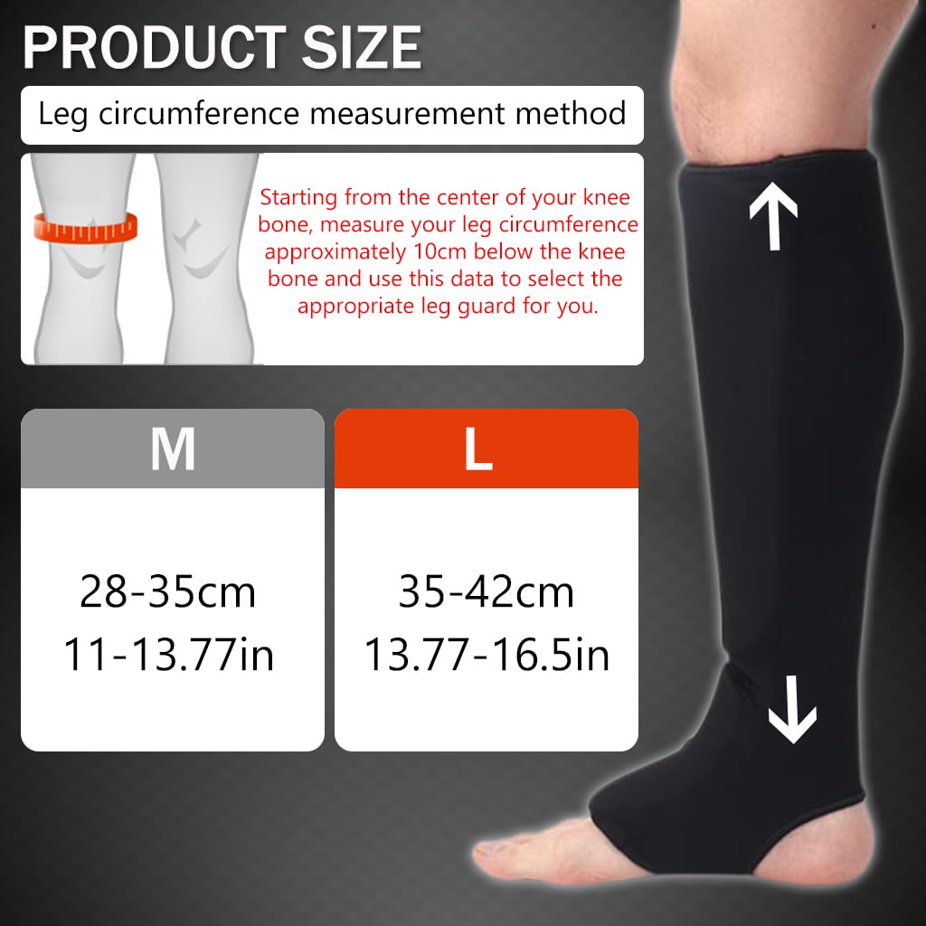 Proberos Elastic Shin Instep Guards with Insert Pads, Instep MMA Muay Thai Kick Boxing Taekwondo Protector Training, Shin Guards Adults Shin Instep And Instep Guards, Size L