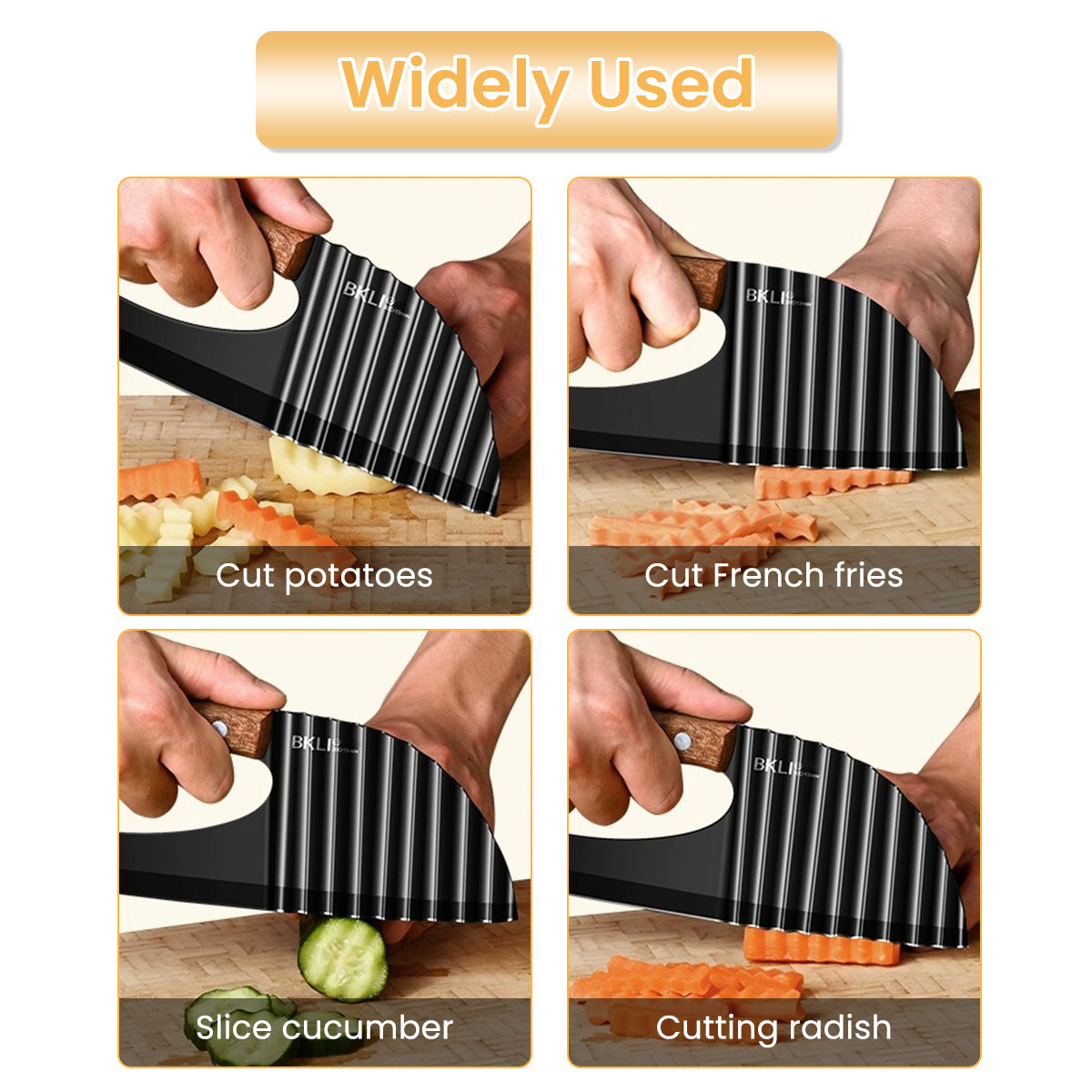 Supvox Crinkle Cutter Knife, Large Crinkle Potato Cutter Wavy Chopper with Handle, Zig Zag Knife Wavy Slicer Crinkle Cutting Chopping Tools for Potato Carrot Vegetable