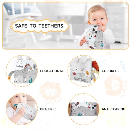 SNOWIE SOFT® Rabbit Baby Books 0-6 Months Toys 6-12 Nontoxic Fabric Cloth Early Educational Activity Sensory Toy Waterproof Books for Toddler Shower Gift 2PCS